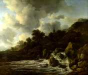 Jacob van Ruisdael - A Waterfall at the Foot of a Hill, near a Village